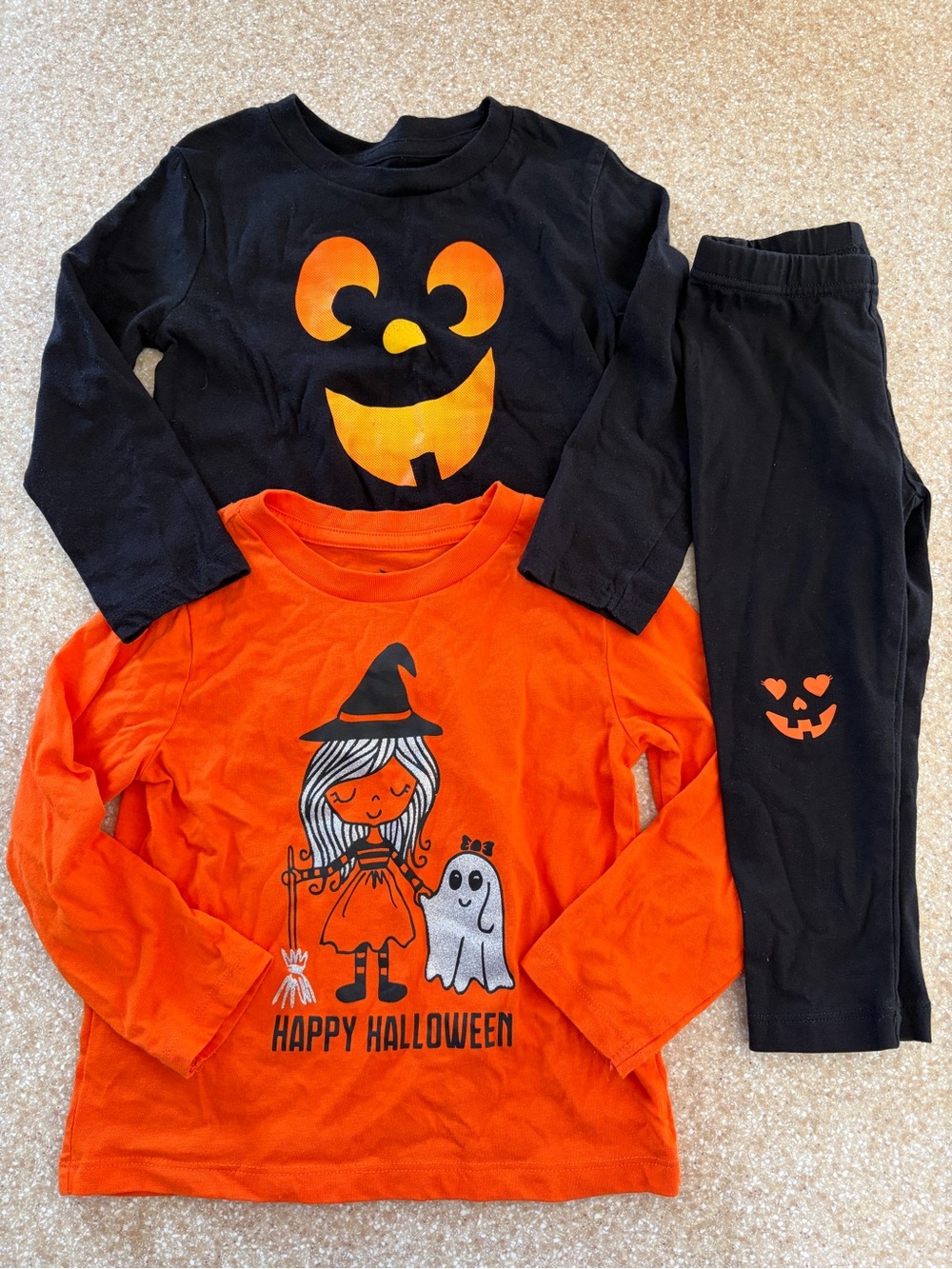 Kids Halloween Clothing bundle - Orange & Black Tops with Black Pants 2t 24m